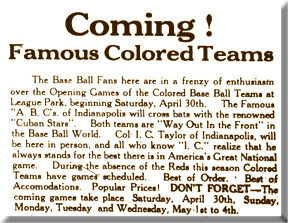 old newspaper article with headline Coming! Famous Colored Teams